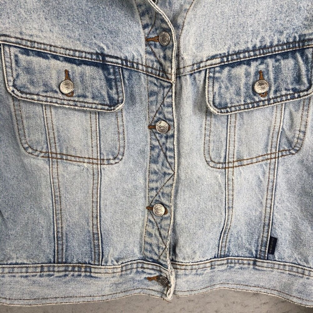 Vintage Old Navy Jean Jacket Womens Large Sunwashed Distressed Y2K 90s Western - Picture 11 of 16